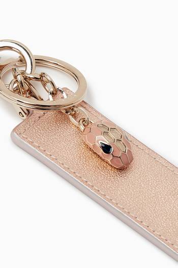 hover state of Serpenti Forever Keyring in Calfskin Leather & Brass