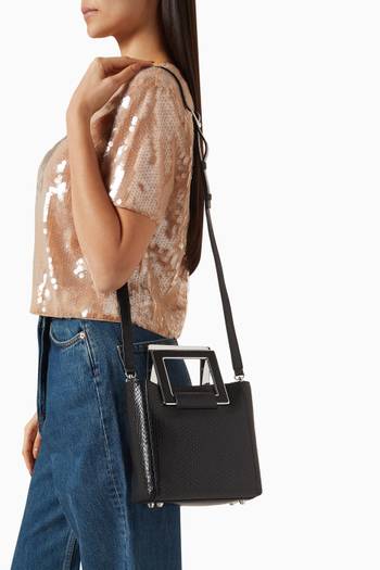 hover state of Mini Shirley Tote Bag in Snake-embossed Leather