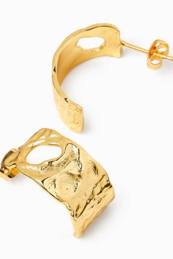 hover state of Textured Half-hoop Earrings in 18kt Gold-plated Bronze