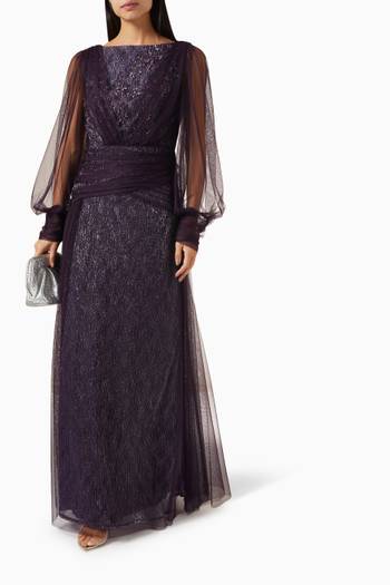 hover state of Bead-embellished Maxi Dress in Tulle