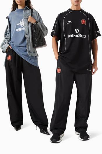 hover state of Football Crest Trackpants in Techno-poplin