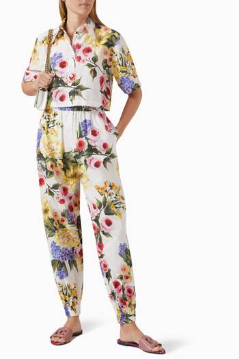 hover state of Garden-print Balloon Pants in Cotton-poplin