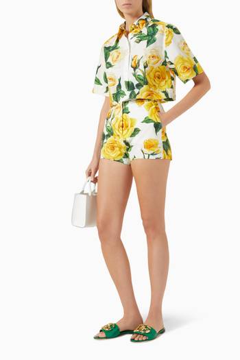 hover state of Floral-print Shorts in Cotton-poplin