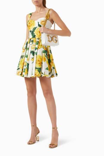 hover state of Floral-print Corset Mini Dress in Cotton-poplin
