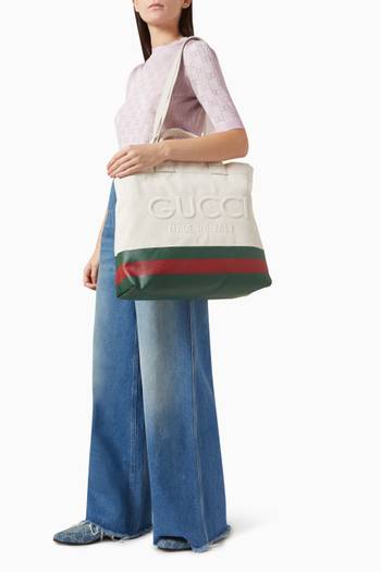 hover state of Embossed Logo Tote Bag in Canvas