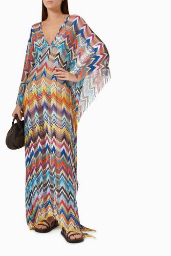 hover state of Long Cover-up Kaftan in Lurex-knit