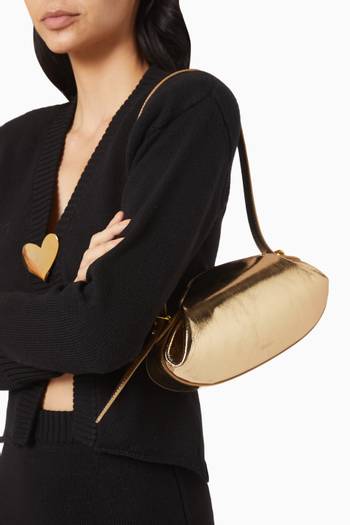 hover state of Small Dinner Roll Shoulder Bag in Smooth Leather