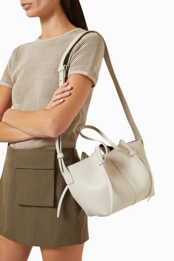 hover state of Small Square Mochi Tote Bag in Smooth Leather