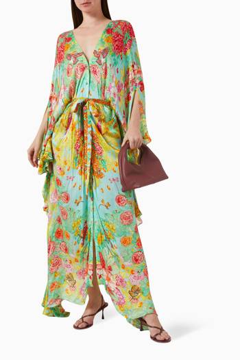 hover state of Ruffle Kaftan in Georgette-satin