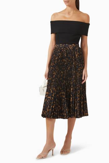 hover state of Sunburst Pleated Skirt in Printed Georgette