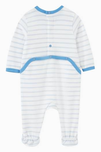 hover state of Striped Logo Sleepsuit in Cotton Blend
