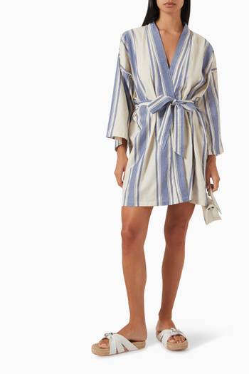 hover state of Diane Floral-print Short Robe in Rayon