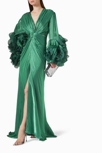 hover state of Dulci Lurex Georgette Draped Gown