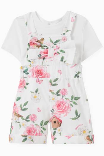 hover state of Floral Overalls in Cotton Poplin