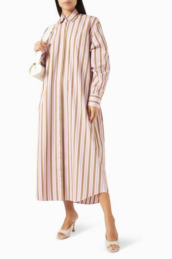 hover state of Signature Striped Shirt Maxi Dress in Cotton
