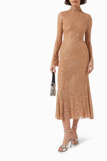 hover state of Embellished Midi Dress in Mesh