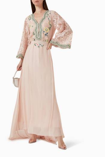 hover state of Alina Embroidered Maxi Dress in Georgette