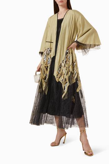hover state of Sequin-embellished Lace Abaya
