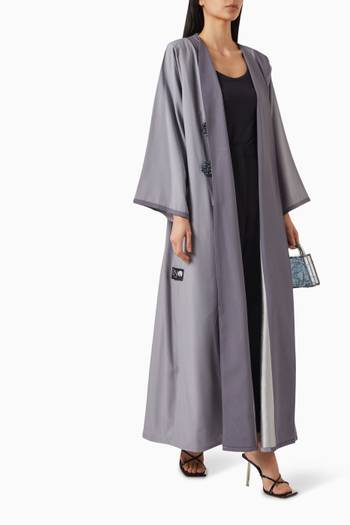 hover state of Two-toned 3D Flower Abaya in Nada