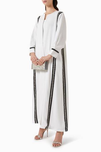 hover state of Pearl-embellished Shawl Abaya in Crepe
