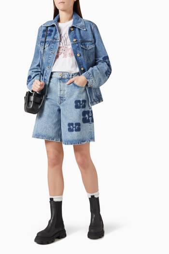 hover state of Patchwork Shorts in Denim