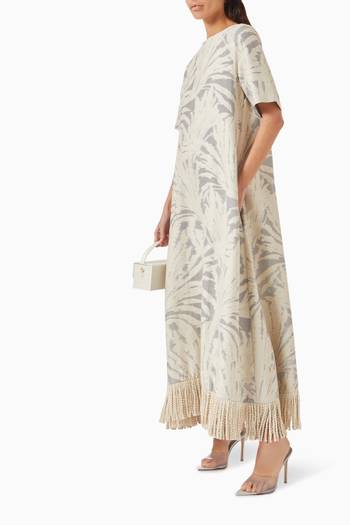 hover state of Sindyan Maxi Dress in Silk-linen Jacquard