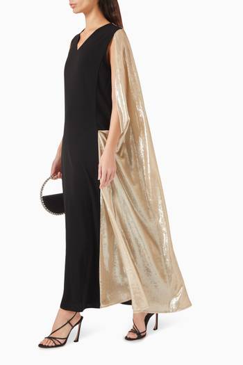 hover state of Raya Cape Maxi Dress in Crepe