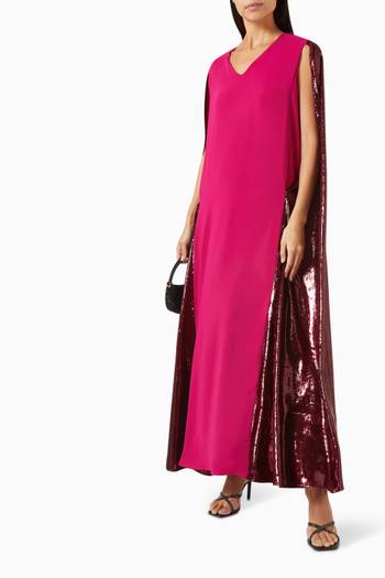 hover state of Raya Cape Maxi Dress in Crepe