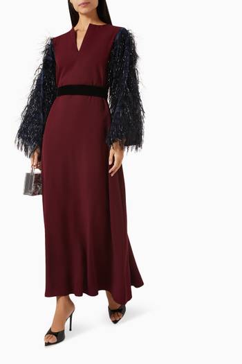 hover state of Delfina Belted Maxi Dress in Crepe & Organza