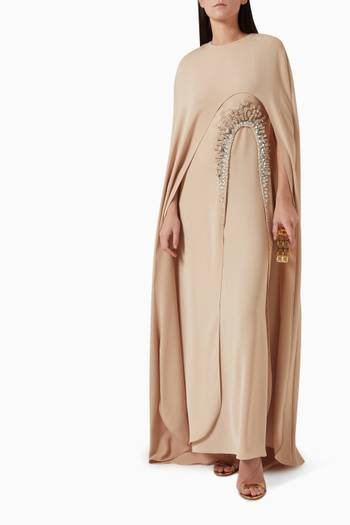 hover state of Clydie Embellished Cape Dress