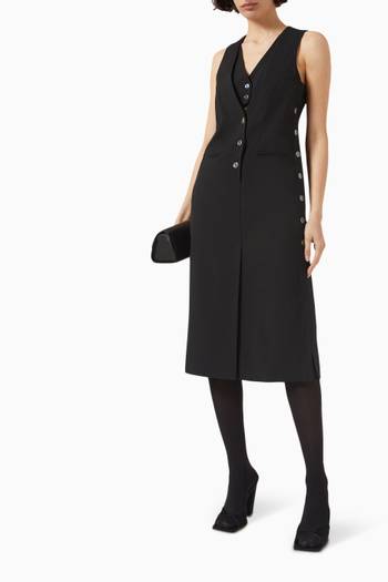 hover state of Tailored Vest Midi Dress in Wool-blend