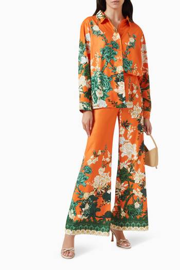 hover state of Floral-print Pants in Viscose-crepe