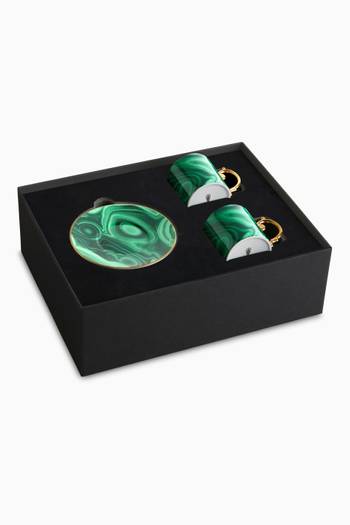 hover state of Malachite Espresso Cup & Saucer, Set of 2