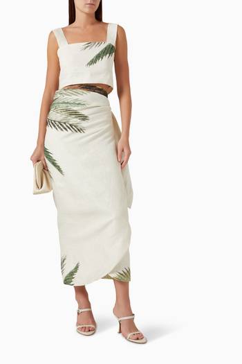 hover state of Guainia Palms Crop Top in Linen