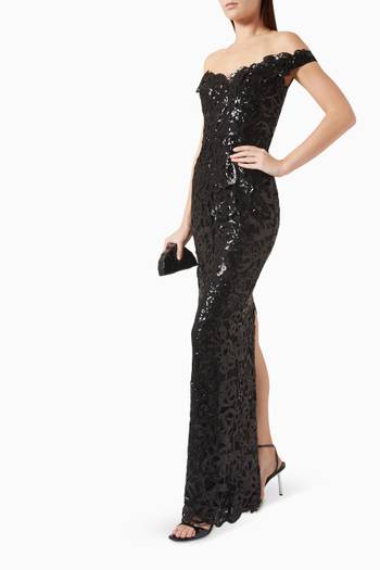 hover state of Off-shoulder Column Gown in Sequin