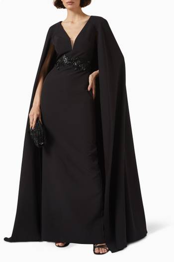 hover state of Embroidered Cape Gown