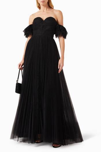 hover state of Off-shoulder Gown in Pleated Tulle