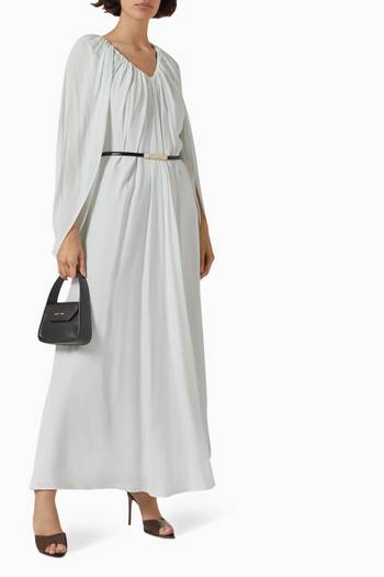 hover state of Cape-sleeve Belted Maxi Dress in Viscose