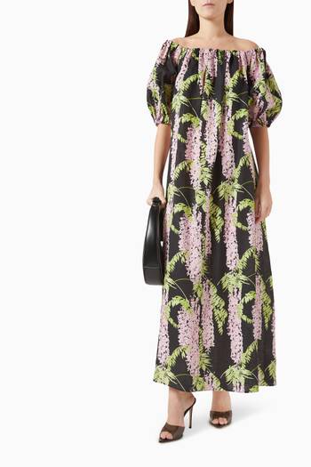 hover state of Zaza Floral-print Maxi Dress in Linen