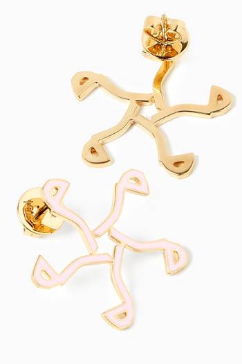 hover state of Letter “Meem” Enamel Earrings in 18kt Gold