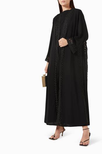 hover state of Lace-trimmed Abaya Set in Nada