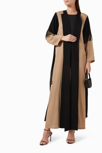 hover state of Two-tone Fringed Abaya in Nada