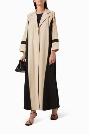 hover state of Embellished Two-tone Abaya in Crepe