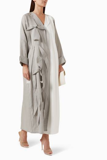 hover state of Stylish Two-tone Abaya in Linen