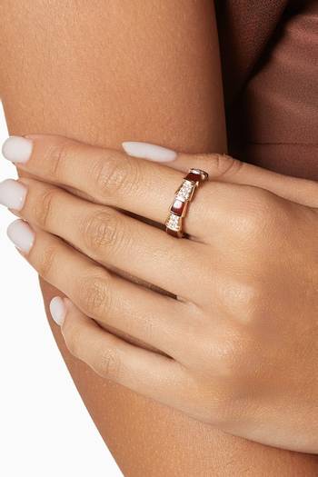 hover state of Serpenti Viper Diamond & Carnelian Ring in 18kt Rose Gold