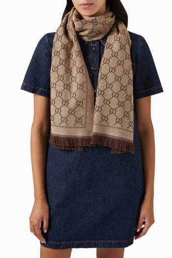 hover state of GG Jacquard Scarf in Wool