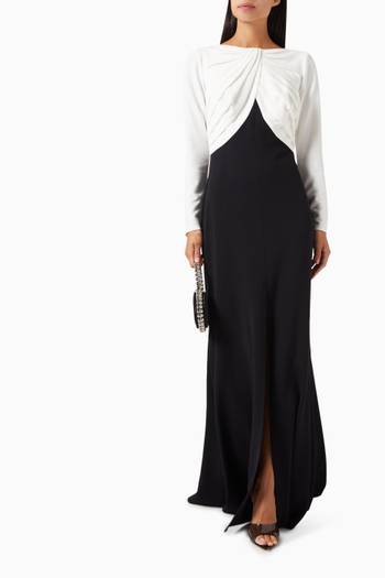 hover state of Front-slit Gown in Stretch Crepe
