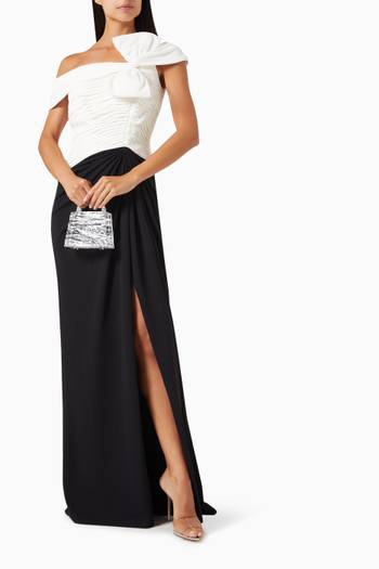 hover state of Off-shoulder Maxi Dress in Stretch Crepe