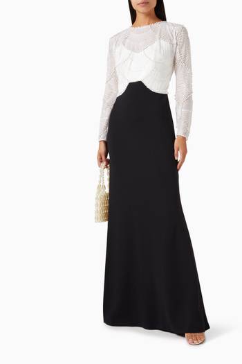 hover state of Pearl-embellished Maxi Dress