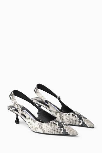 hover state of Amel 50 Slingback Pumps in Snake-print Leather